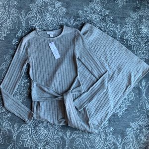 topshop tie waist long sleeve knit midi dress